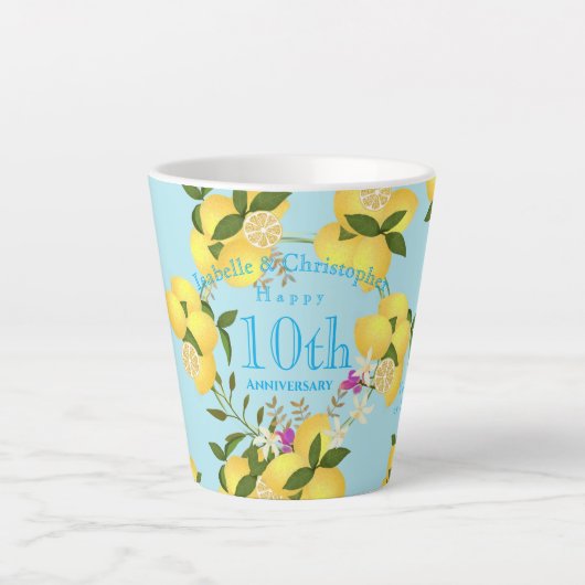 Lemon Squeeze Wedding Anniversary Blue Milchtasse (Vorderseite)