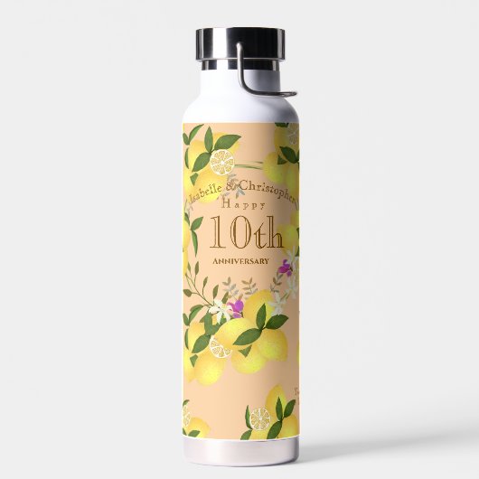 Lemon Squeeze Wedding Anniversary Peach Trinkflasche (Links)