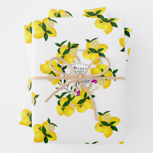 Lemon Squeeze White Wrapping Paper Sheets Geschenkpapier Set