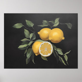 Lemon Stillleben Malerei - Vintage Kunst Poster