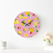 Lemon & Strawberry 1 Große Wanduhr (Zuhause)