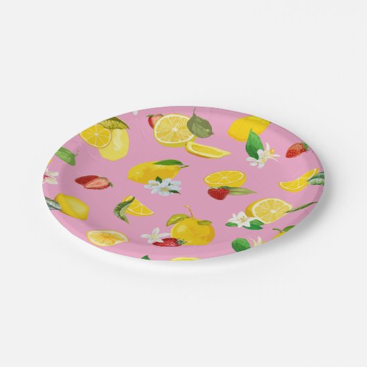 Lemon & Strawberry 1 Pappteller (Schrägansicht)