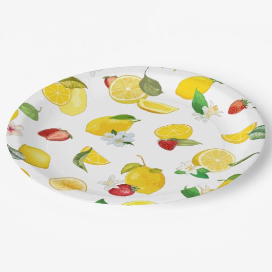 Lemon & Strawberry 2 Pappteller (Schrägansicht)