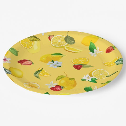 Lemon & Strawberry 3 Pappteller (Schrägansicht)