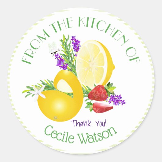 Lemon Strawberry Fruit Runder Aufkleber (Vorderseite)