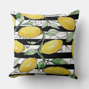 Lemon Strick Wasserfarben Print Kissen