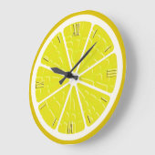 Lemon Stylized Fruit Slice Große Wanduhr (Winkel)
