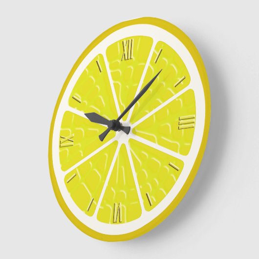 Lemon Stylized Fruit Slice Große Wanduhr (Winkel)