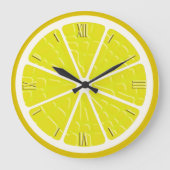 Lemon Stylized Fruit Slice Große Wanduhr (Vorderseite)