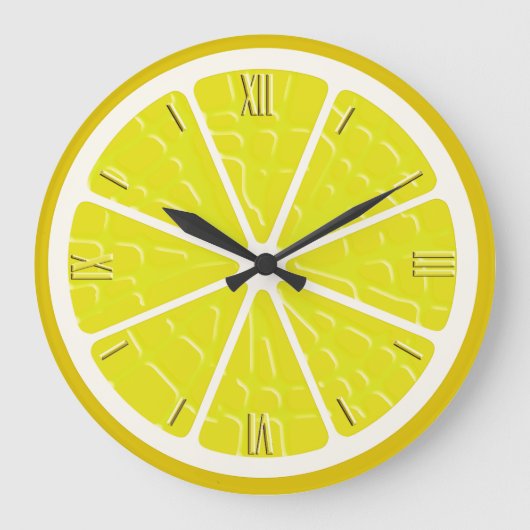 Lemon Stylized Fruit Slice Große Wanduhr (Vorderseite)