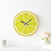 Lemon Stylized Fruit Slice Große Wanduhr (Zuhause)