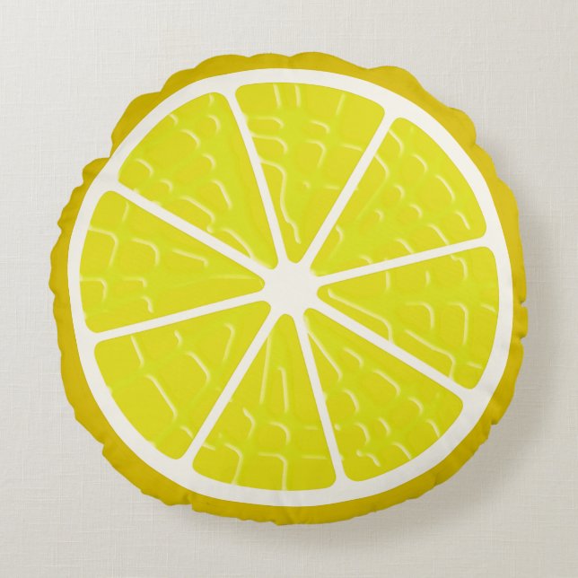 Lemon Stylized Fruit Slice Rundes Kissen (Vorderseite)