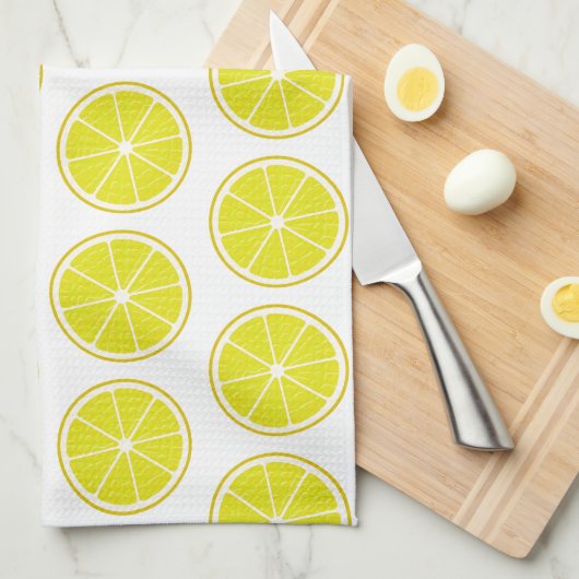 Lemon Stylized Fruit Slices Geschirrtuch (Viertel Falte)