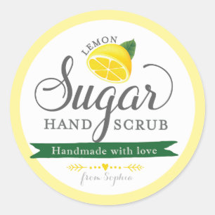 Lemon Sugar Scrub Labels Custom Round Mason Jar Runder Aufkleber