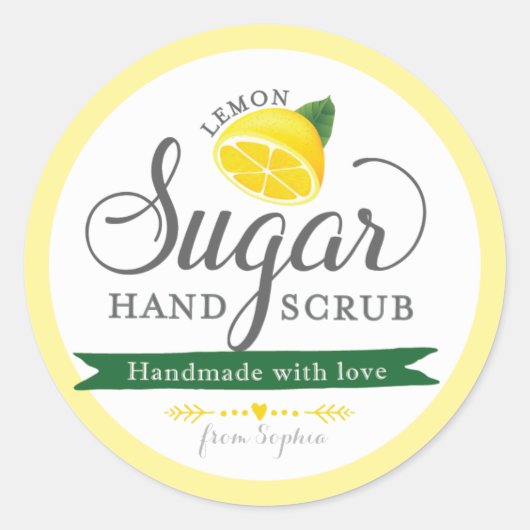Lemon Sugar Scrub Labels Custom Round Mason Jar Runder Aufkleber (Vorderseite)