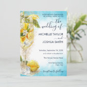 Lemon Summer Cocktail Italien Hochzeit in Urlaubso Einladung (Stehend Vorderseite)