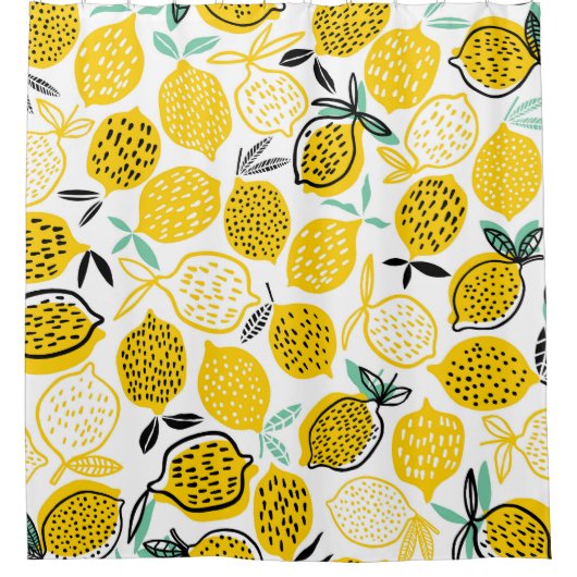 Lemon Summer Design Vintag Illustration Duschvorhang (Vorderseite)