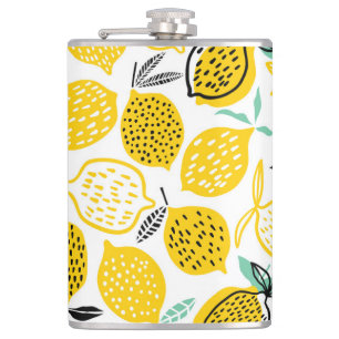 Lemon Summer Design Vintag Illustration Flachmann