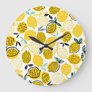 Lemon Summer Design Vintag Illustration Große Wanduhr