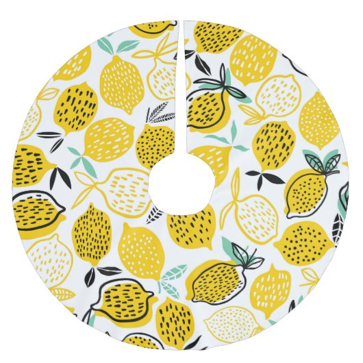 Lemon Summer Design Vintag Illustration Polyester Weihnachtsbaumdecke (Vorderseite)