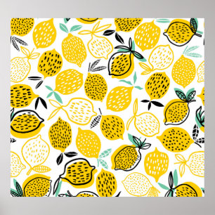 Lemon Summer Design Vintag Illustration Poster