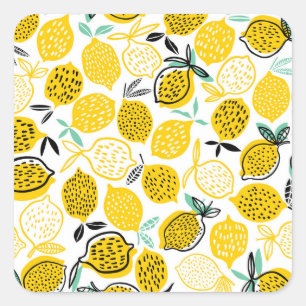 Lemon Summer Design Vintag Illustration Quadratischer Aufkleber