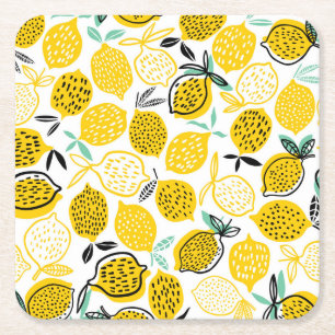 Lemon Summer Design Vintag Illustration Rechteckiger Pappuntersetzer