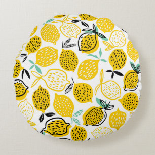 Lemon Summer Design Vintag Illustration Rundes Kissen