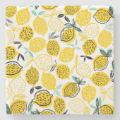 Lemon Summer Design Vintag Illustration Steinuntersetzer (Vorderseite)