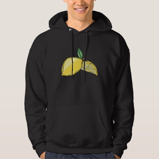Lemon Summer Fruit with Green Leaves Vegan Vegetar Hoodie (Vorderseite)