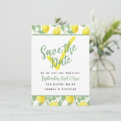 Lemon Summer Garden Frische Chic Botanische Hochze Save The Date (Stehend Vorderseite)