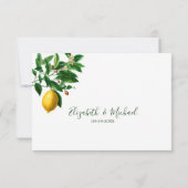 Lemon Summer Greenery Elegante Hochzeitsfeier RSVP Karte (Rückseite)