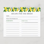 Lemon Summer Italian Brautparty Rezept Card (Vorderseite)