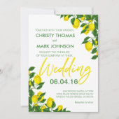 Lemon Summer Modern Yellow Wedding Einladung (Vorderseite)