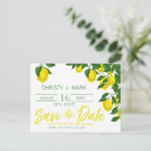 Lemon Summer | Save the Date Postkarte (Stehend Vorderseite)