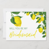 Lemon Summer Werden Sie meine Bridesmaid sein Einladung (Vorderseite)