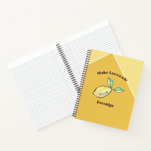 Lemon Summer Yellow Name Moderner Niedlicher Add N Notizblock (Innenseite)