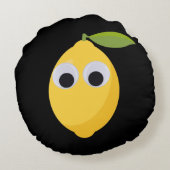 Lemon, sweet fruit with googly eyes rundes kissen (Rückseite)