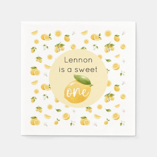 Lemon Sweet One 1. Geburtstag Party Serviette (Vorderseite)