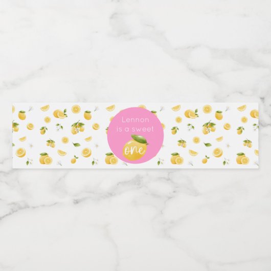 Lemon Sweet One 1. Geburtstag Wasserflaschenetikett (Einzelnes Label)