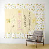 Lemon Sweet One Birthday Backdrop Tapestation Wandteppich (Beispiel (Horizontal))