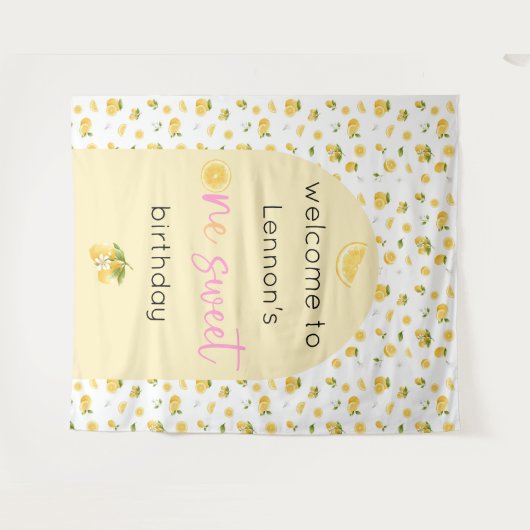 Lemon Sweet One Birthday Backdrop Tapestation Wandteppich (Vorderseite (Horizontal))