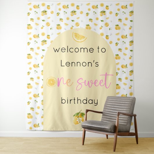 Lemon Sweet One Birthday Backdrop Tapestation Wandteppich (Beispiel)