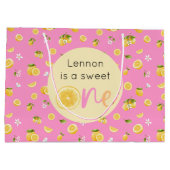 Lemon Sweet One Birthday Große Geschenktasche Große Geschenktüte (Rückseite)
