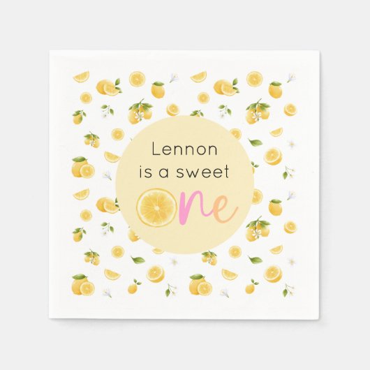 Lemon Sweet One Birthday Party Serviette (Vorderseite)