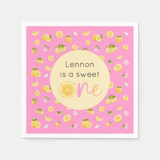 Lemon Sweet One Birthday Party Serviette (Vorderseite)