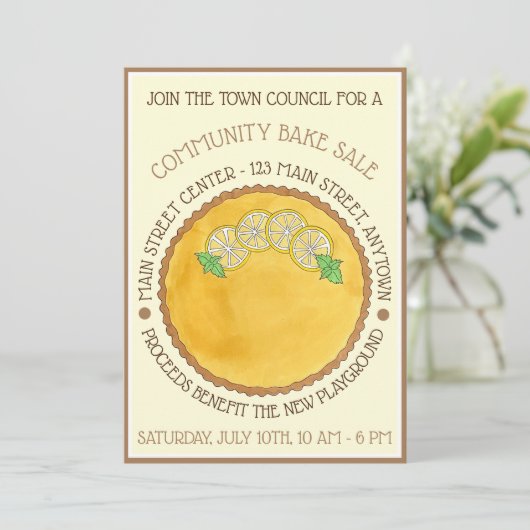 Lemon Tart Tarte au Citron Bake Sale Pisa Einladung (Stehend Vorderseite)