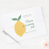 Lemon Thema drehen einen 1. Geburtstag Quadratischer Aufkleber (Umschlag)