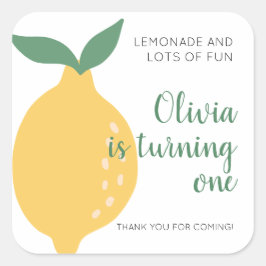 Lemon Thema drehen einen 1. Geburtstag Quadratischer Aufkleber