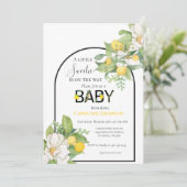 Lemon Thema kleine süße Babydusche Einladung (Stehend Vorderseite)